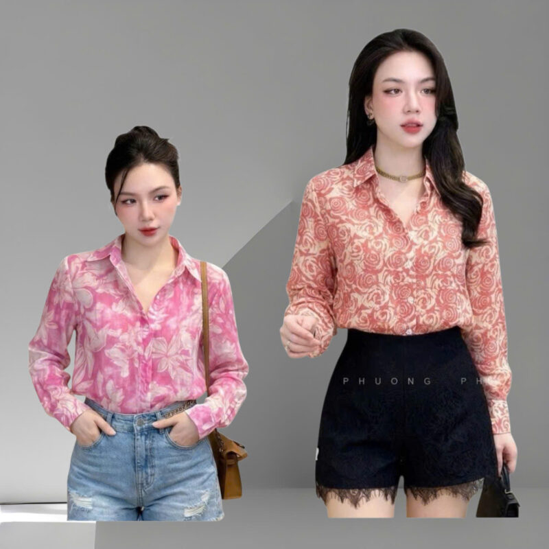 Áo sơ mi nữ hoạ tiết đẹp
